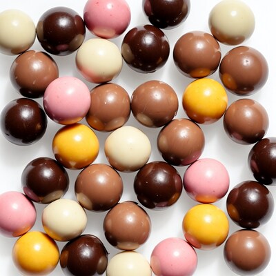 Colorful Chocolate Truffles on White Background