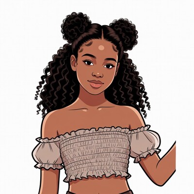 Black girl with space buns illustration