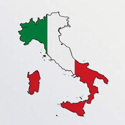 Italy map green white red