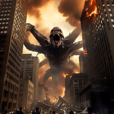 Giant Monster Destroying City
