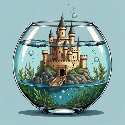 Castle in Glass Fishbowl