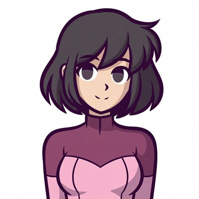 Anime girl with short black hair