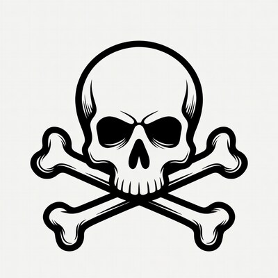 Black Skull and Crossbones Symbol