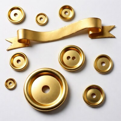 Gold ribbon and buttons isolated