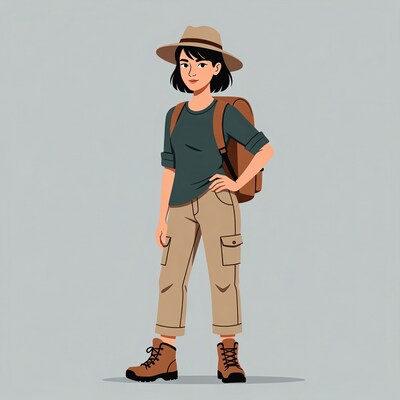 Asian woman explorer with backpack