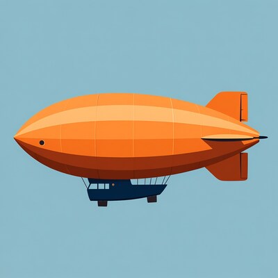Orange Zeppelin Airship Illustration