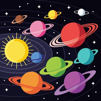 Colorful Solar System Illustration