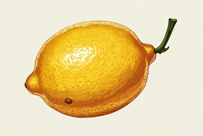 Lemon with Stem Illustration
