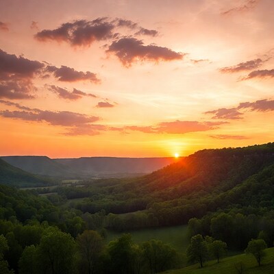 Sunset over Green Valley Cliffs