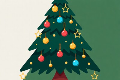 Decorated Christmas Tree Illustration