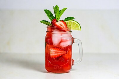 Strawberry Lime Mint Mason Jar Drink