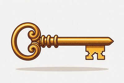 Golden ornate key illustration