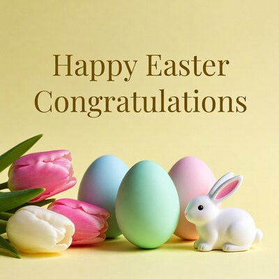 Happy Easter Eggs Tulips Bunny