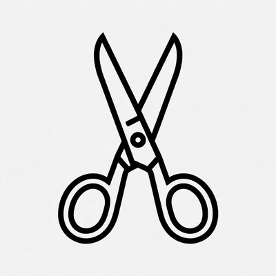 Black line scissors icon