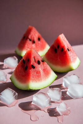 Watermelon Slices with Ice Cubes