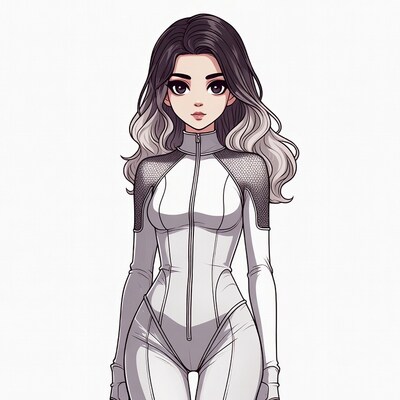 Anime girl in white bodysuit
