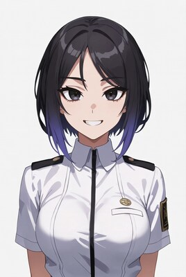 Anime girl in white military uniform