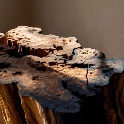 Driftwood Slab on Beige Wall