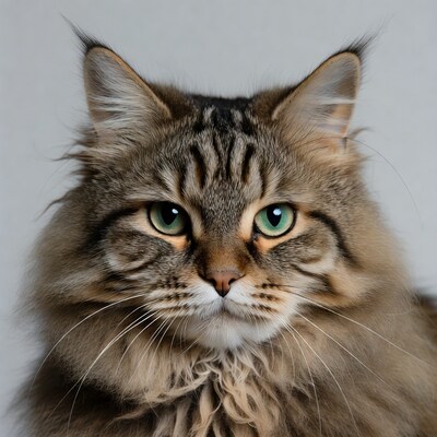 Tabby cat with green eyes
