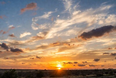 Sunset over desert landscape