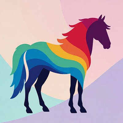 Rainbow Horse Illustration