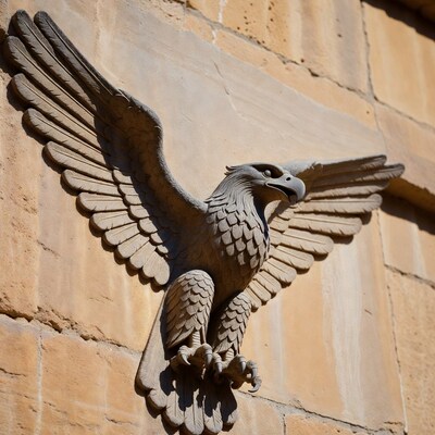 Stone Eagle Carved on Wall