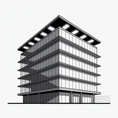 Modern Glass Office Building Illustration