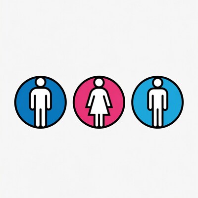 Male female male icons in circles
