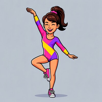 Asian girl dancing in colorful leotard
