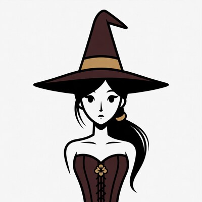 Anime witch girl in maroon hat