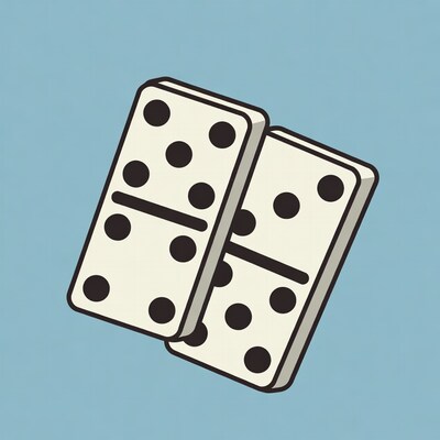 Two domino tiles on blue background