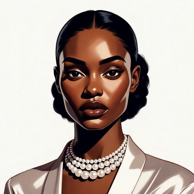 African-American woman with pearl necklace