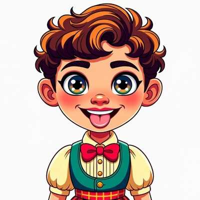 Cartoon boy sticking out tongue