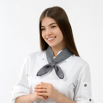 Smiling woman in chef uniform