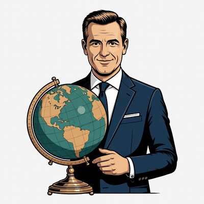 Man holding globe illustration