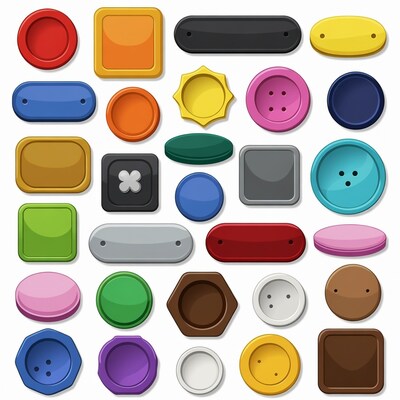 Colorful Buttons Illustration Set