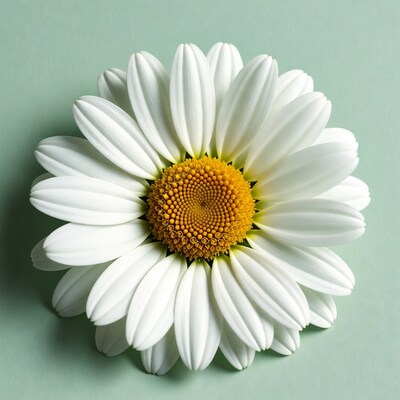 White Daisy Flower on Green Background