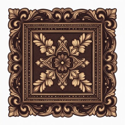 Ornate Brown Floral Frame Illustration