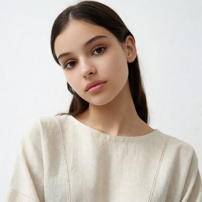 Young woman with brown hair close-up