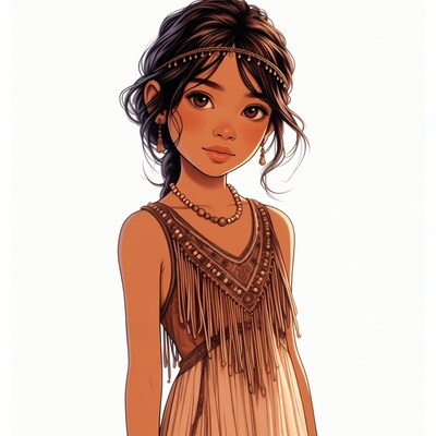Asian girl in Native American dress