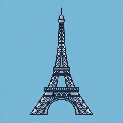 Eiffel Tower illustration on blue
