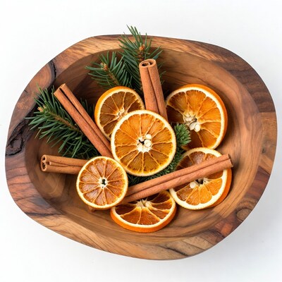 Dried orange slices with cinnamon sticks