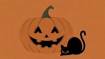 Jack-o-lantern with black cat