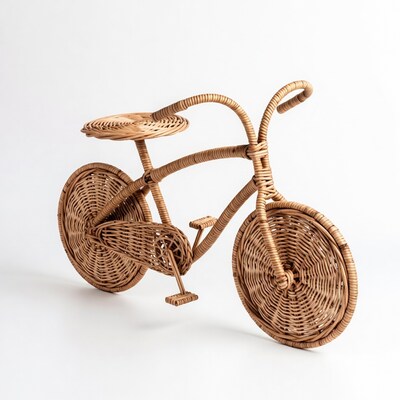 Wicker Bicycle on White Background