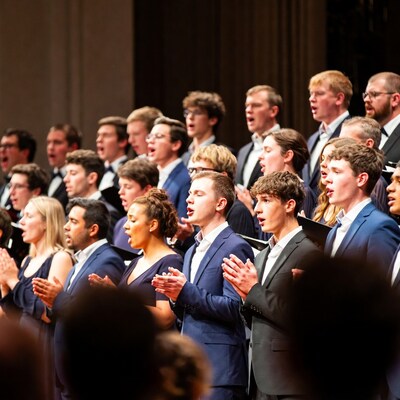 Choir singing in formal attire