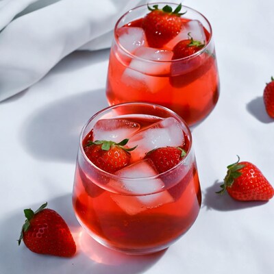 Strawberry Drinks with Ice and Berries
