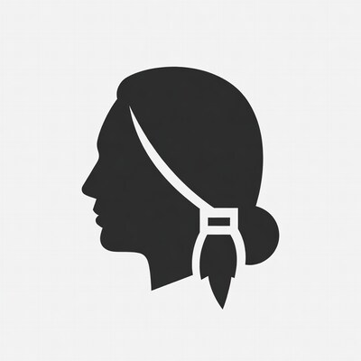 Woman with feather bun hairstyle silhouette