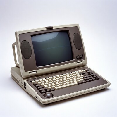 Vintage beige portable laptop computer