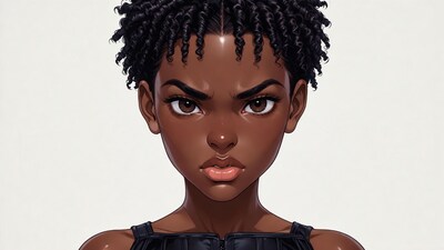 Angry African-American woman closeup illustration