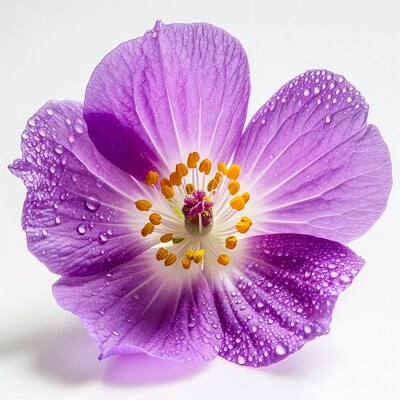 Purple flower with water droplets